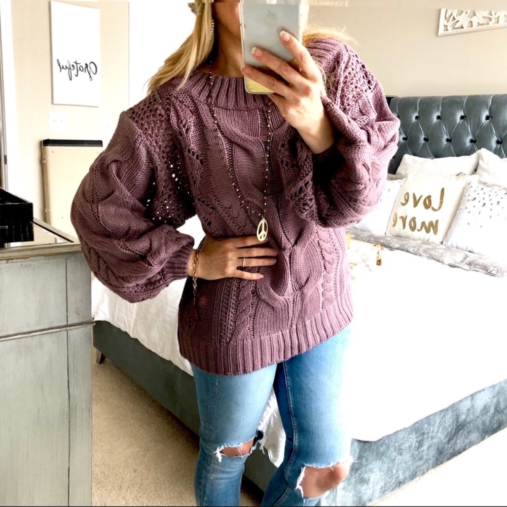 Plum Chunky Knit Oversized Sweater